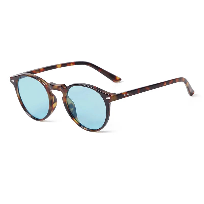 Vintage Fashion Round Sunglasses Women Men 2024 Brand Design Retro Rivet Yellow Blue Lens Square Sun Glasses Male Female Goggles