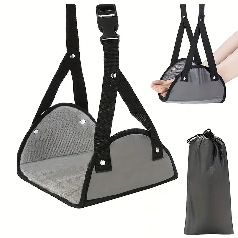 Portable hammock footrest with adjustable shoulder straps, perfect for travel accessories and easy to carry