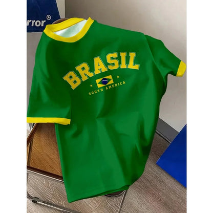 Brazil Flag 3D Printed T Shirt For Men Women Brazilian Sports Pattern T-Shirts Summer Fashion Casual O-Neck Loose Cosplay Tees