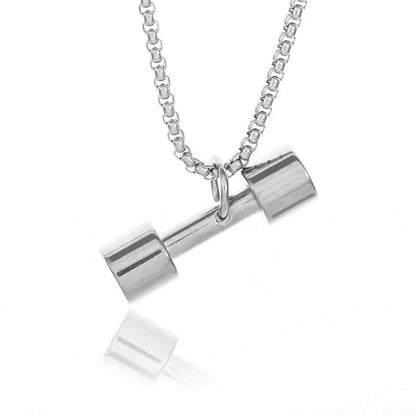 Titanium Steel Dumbbell Pendant Necklace Barbell Fitness Pendant Unisex Sports Jewelry