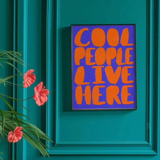 COOL PEOPLE LIVE HERE Text Poster Decor Canvas Home Decor