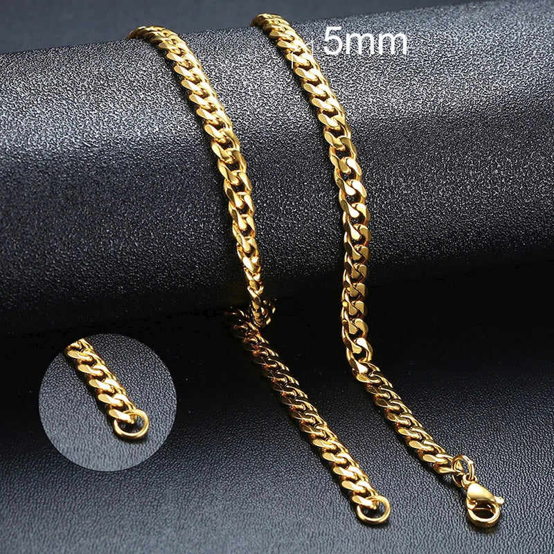 Cuban Chain Necklace Unisex Stainless Steel Solid Metal Jewellry GIFT