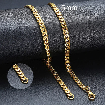 Cuban Chain Necklace Unisex Stainless Steel Solid Metal Jewellry GIFT