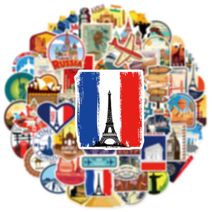 100PCS Travel Stickers Luggage Notebook Phone Waterproof