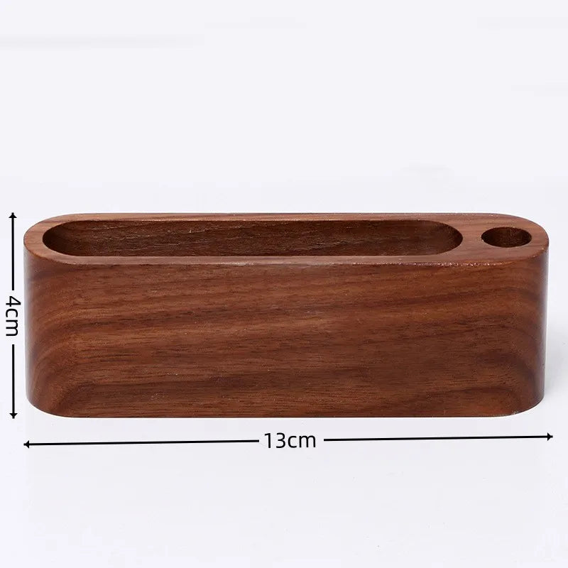 Wood Desktop Business Card Display Stand 3 Compartment Office