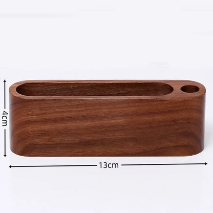 Wood Desktop Business Card Display Stand 3 Compartment Office