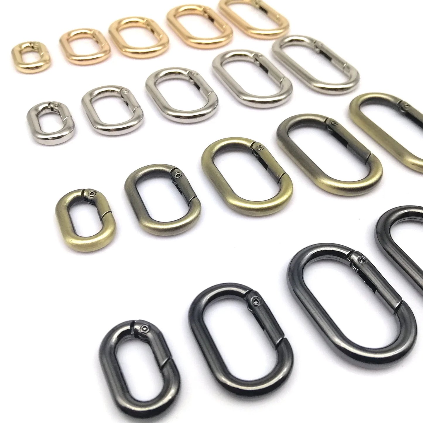 HZYUEGOU Oval Spring O Ring Openable Leather Bag Handbag Strap Buckle Connect Pendant Key Dog Chain Snap Clasp Clip Carabiner
