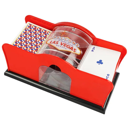 Red/Black Manual Card Shuffler 2 Deck with Hand Crank, Card Shuffler for Blackjack, UNO, Poker, Playing Card Dealer Machine