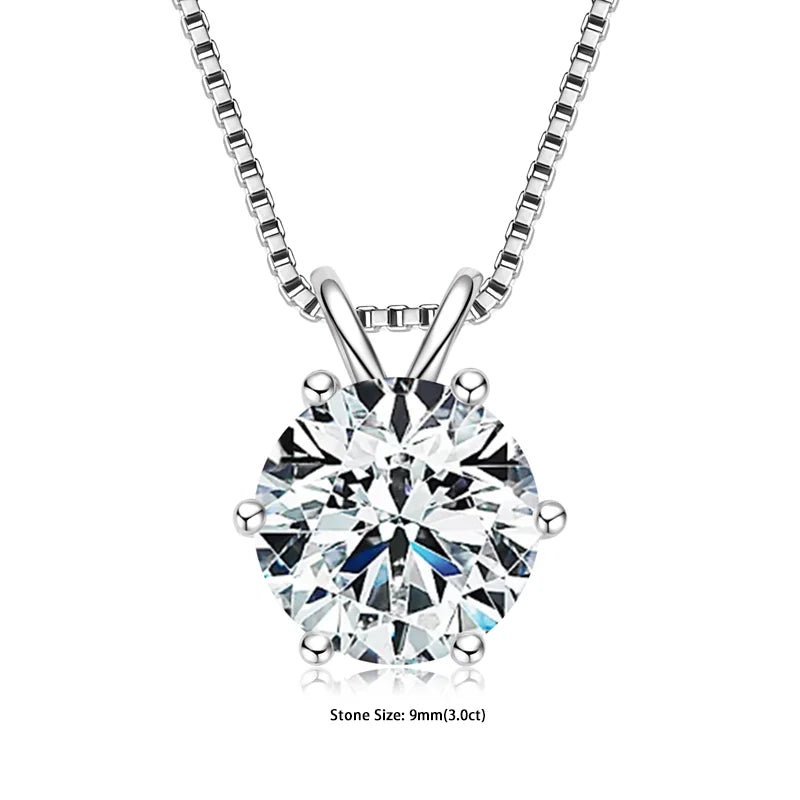 RAPRGOLD Certified 0.5-5ct Moissanite Pendant Necklaces S925 Sterling Silver Solitaire Necklace Chains For Women Jewellry Gifts
