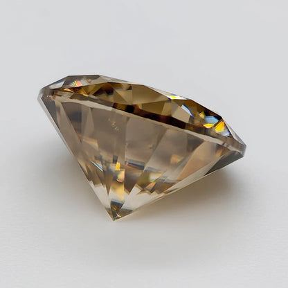 Champagne Round Cut Moissanite Stone With Certificate 0.5-5.0ct Certified Moissanite Loose Gemstone Positive Pass Tester GRA VVS