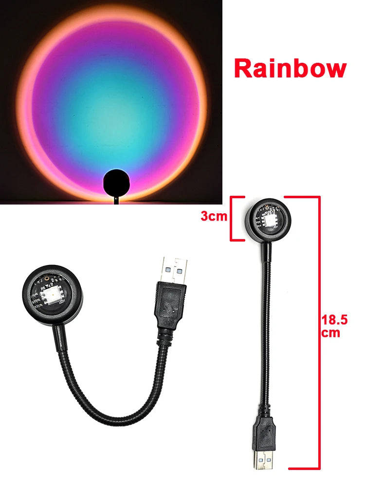 USB Sunset Lamp Sunset Projector Mood Light Living Room Bedroom Night Light Room Decor Bar Atmosphere Photography Background