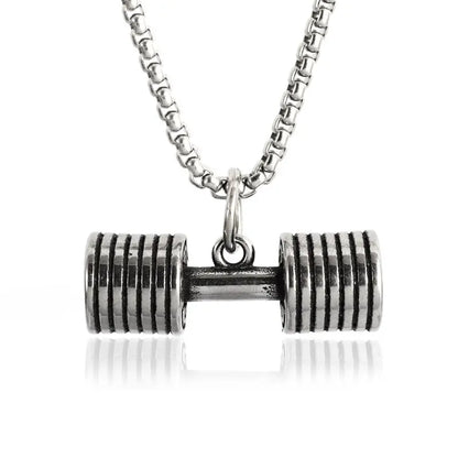 Titanium Steel Dumbbell Pendant Necklace Barbell Fitness Pendant Unisex Sports Jewelry