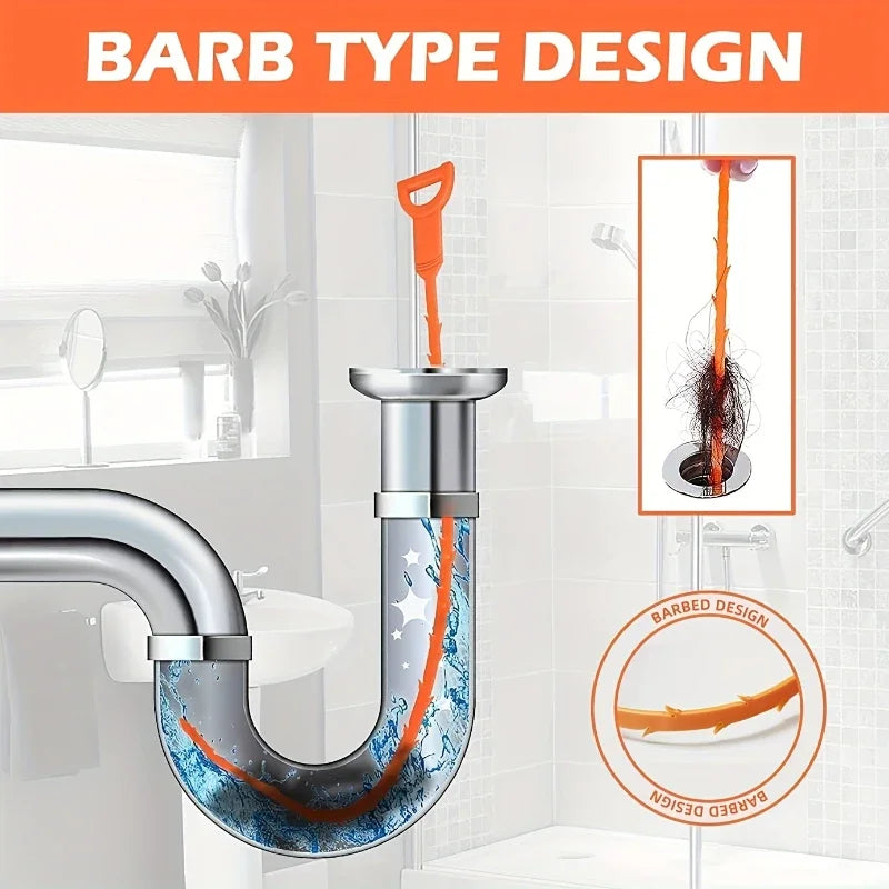 3PCS Drainage Blockage Remover Shower Clean The Sink Snake Bathroom Accessories