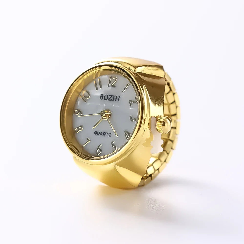 Finger Watch Mini Elastic Strap Alloy Watches Rings Jewelry Clock Retro Roman NEW