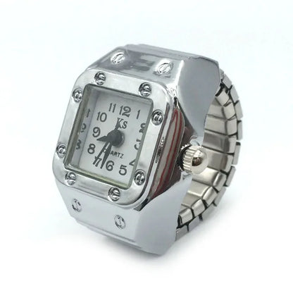 Finger Watch Mini Elastic Strap Alloy Watches Rings Jewelry Clock Retro Roman NEW