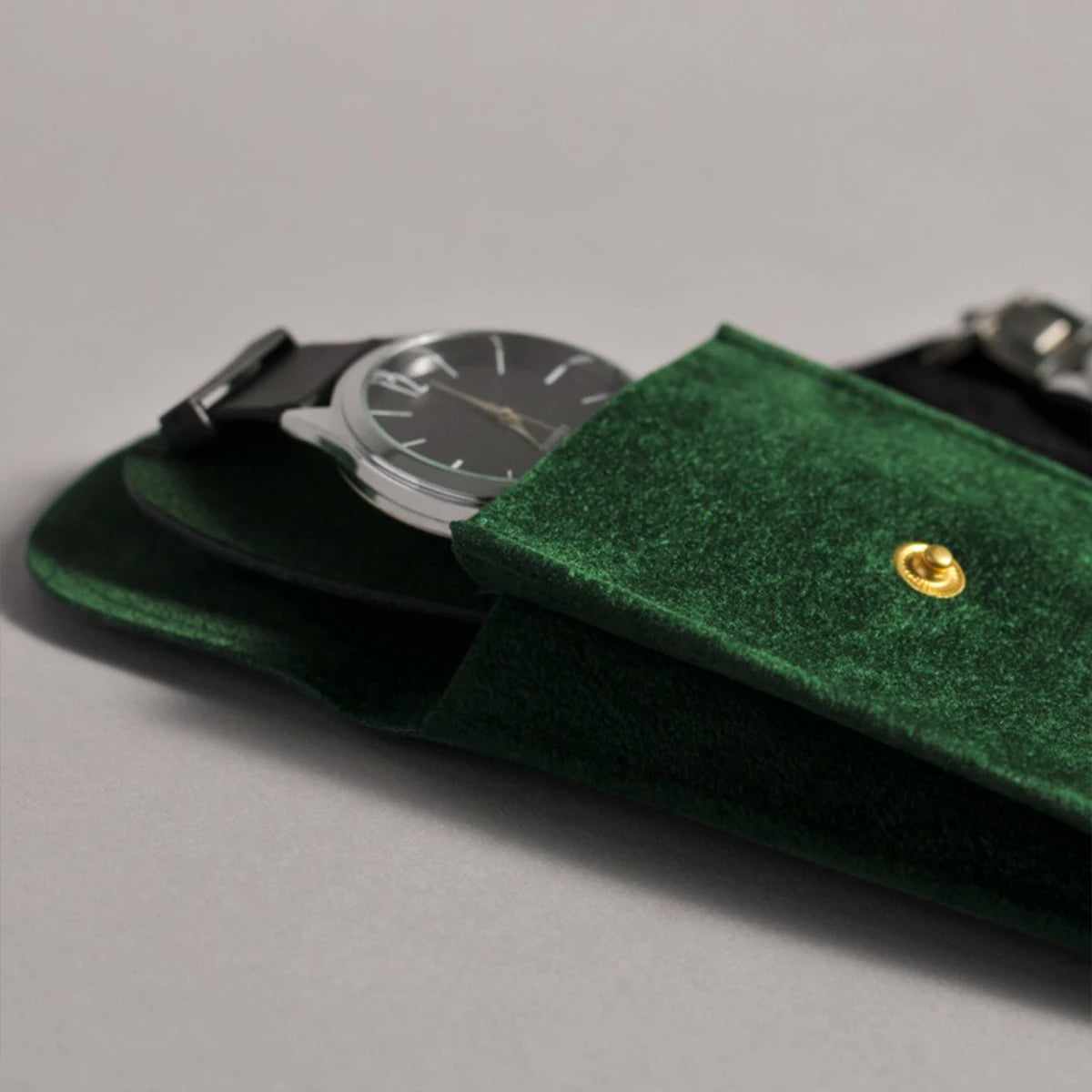 Single Watch Storage Pouch Soft Velvet Travel Case Protective Cushion