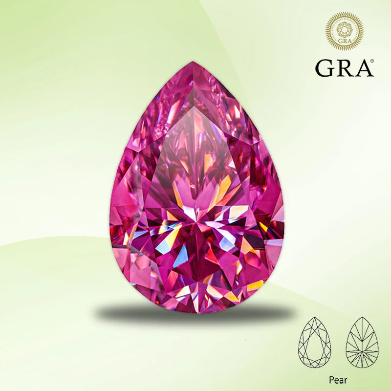 Moissanite Pink Color Pear Cut Lab Gemstone DIY Ring Necklace Earrings with Certificate