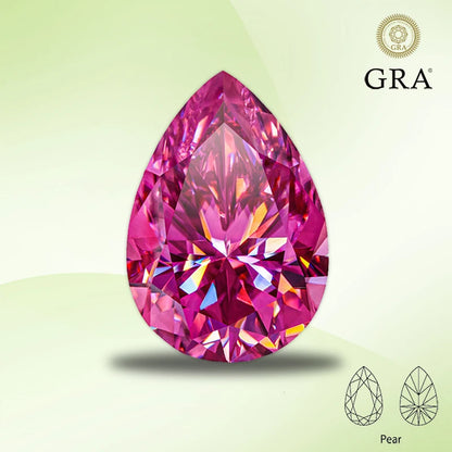 Moissanite Pink Color Pear Cut Lab Gemstone DIY Ring Necklace Earrings with Certificate