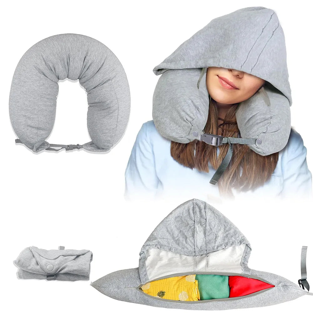 2in1 Travel Pillow Storage Adjustable Neck