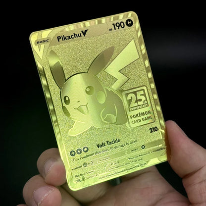 RARE Pikachu Metal PTCG CARD English Version TCG 25th ANNIVERSARY GAME Gold Edition