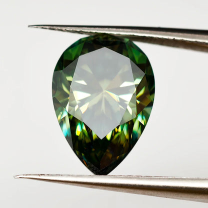 Never Fake Pear Cut Green Moissanite Stone with Certificate VVS1 Moissanite Loose Gemstones Pass Diamond Tester with GRA