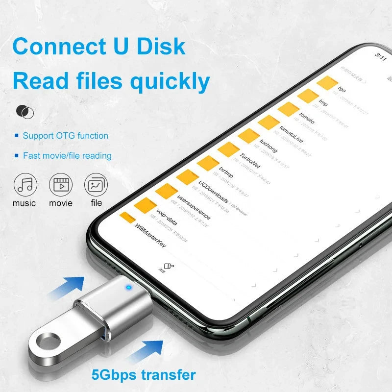 USB 3.0 To Type C Adapter LED OTG To USB C USB-A To Micro USB Type-C Female Connector For HUAWEI Samsung Xiaomi POCO Adapters