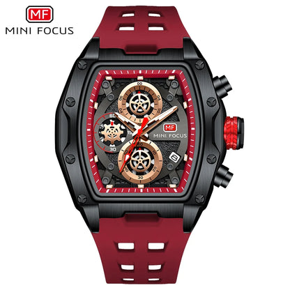Tourbillion Quartz Watch Chronograph Wrist Watch Bordeaux