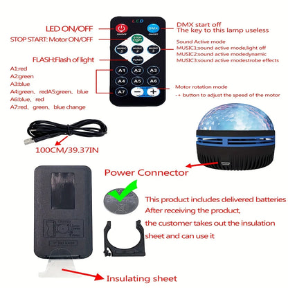 Projector 7 Color Patterns & Remote Control Night Light