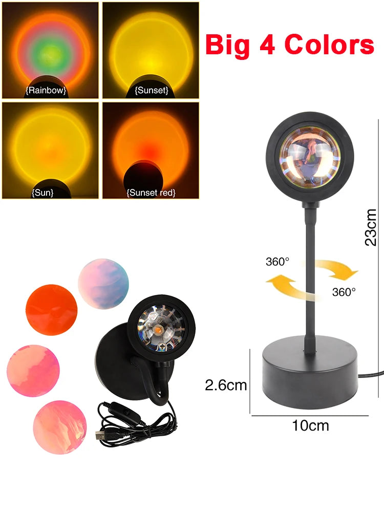 USB Sunset Lamp Sunset Projector Mood Light Living Room Bedroom Night Light Room Decor Bar Atmosphere Photography Background