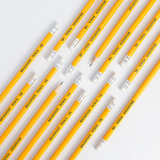 Yellow Wooden HB Pencils with Erasers for Office Art Drawing Pack of 100/50/30/20/10 Pcs