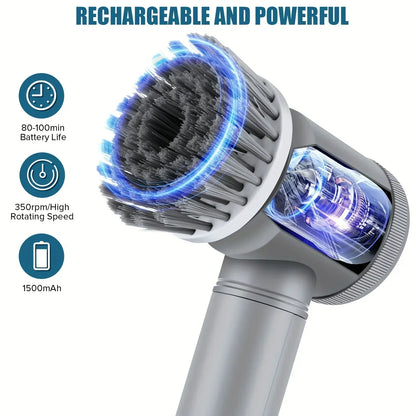 Cordless Electric Spin Scrubber with 5 Replaceable Brush Heads