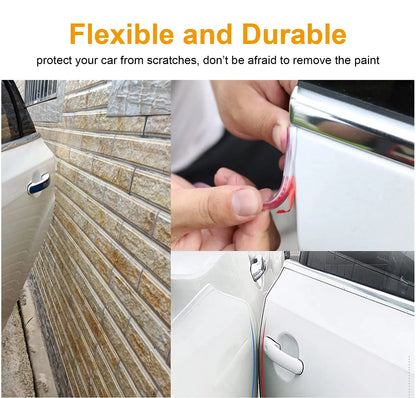 Car Door Edge Guards, 16ft Clear Chrome Universal U Shape Rubber Sealed Door Edge Protection Fit for Most Car