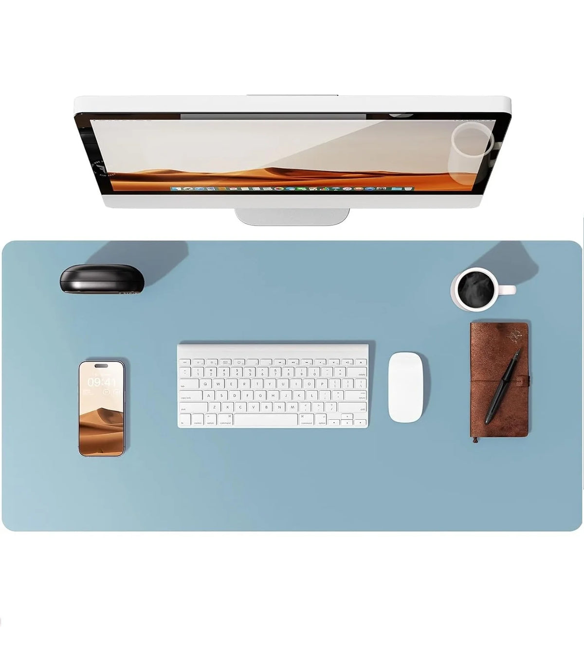 Mouse Pad Office Desk Mat Leather Desk Pad Protector Non-Slip PU Leather Desk Blotter