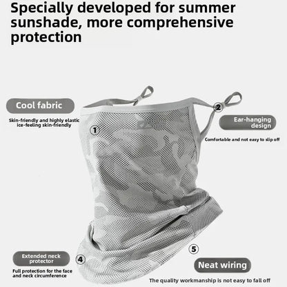 Anti-UV Cycling Mask Sunscreen Face Cover Breathable Ice Silk Face Scarf Men Women Outdoor Sports Fishing Hiking Cooling Mask