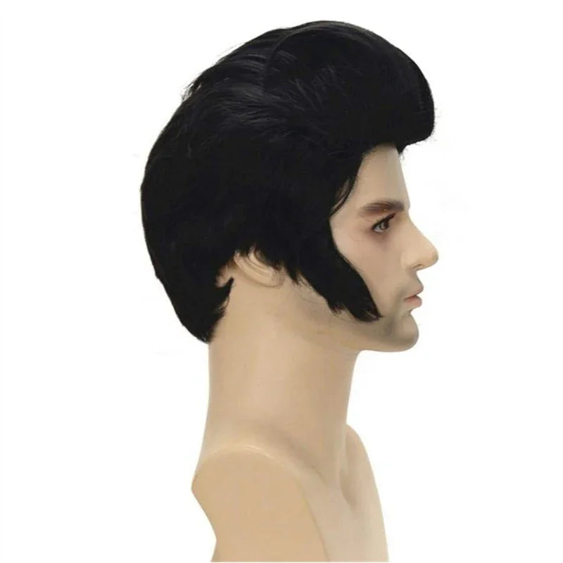 Elvis Presley Wig Glasses Mens Italian Antony Pitonys Singers Hair Wigs + Sunglasses