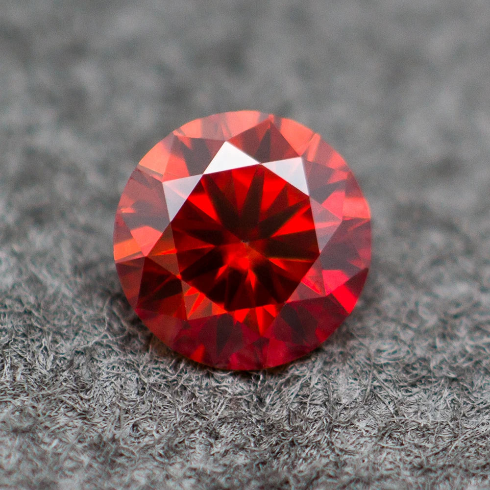 Red Loose Moissanite Certificate Round Moissanite GRA Diamonds Gemstone