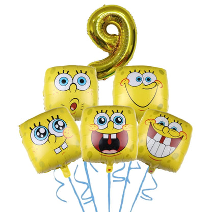 Cartoon SpongeBob Theme Birthday Party Balloon Disposable Tableware Mask Flag Candy Box Backpack Baby Shower party supplies