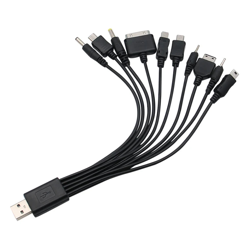 10In1 USB to USB Cable Universal Phone Charging Multi-head For Samsung Nokia iPhone Charger