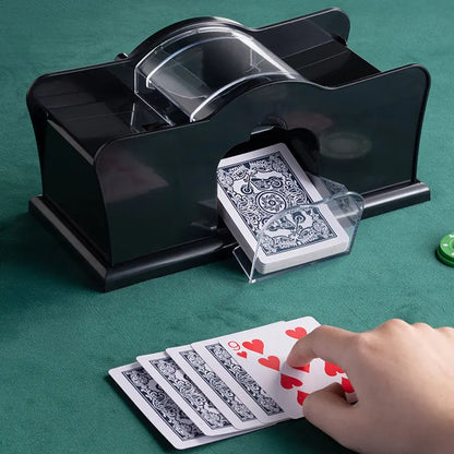 Red/Black Manual Card Shuffler 2 Deck with Hand Crank, Card Shuffler for Blackjack, UNO, Poker, Playing Card Dealer Machine
