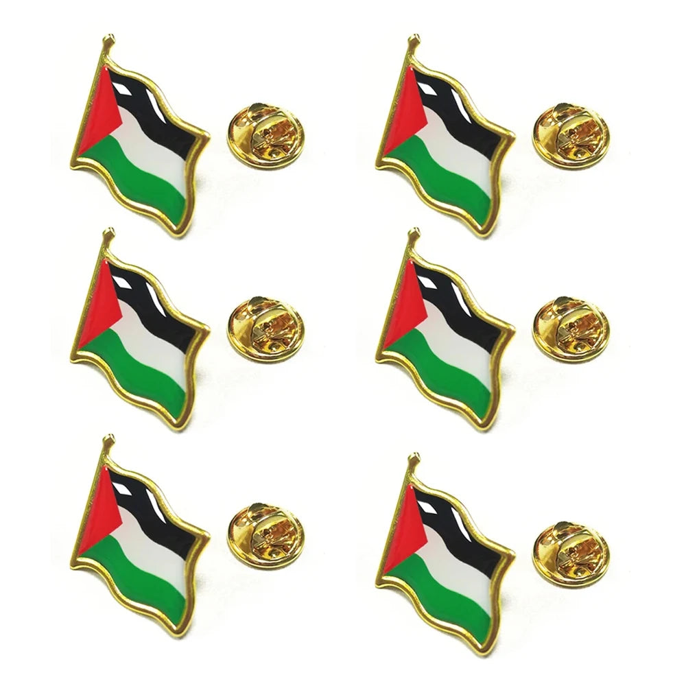 6Pcs Palestine Pin National Flag Brooch Country Metal Enamel Badge FREE PALESTINE