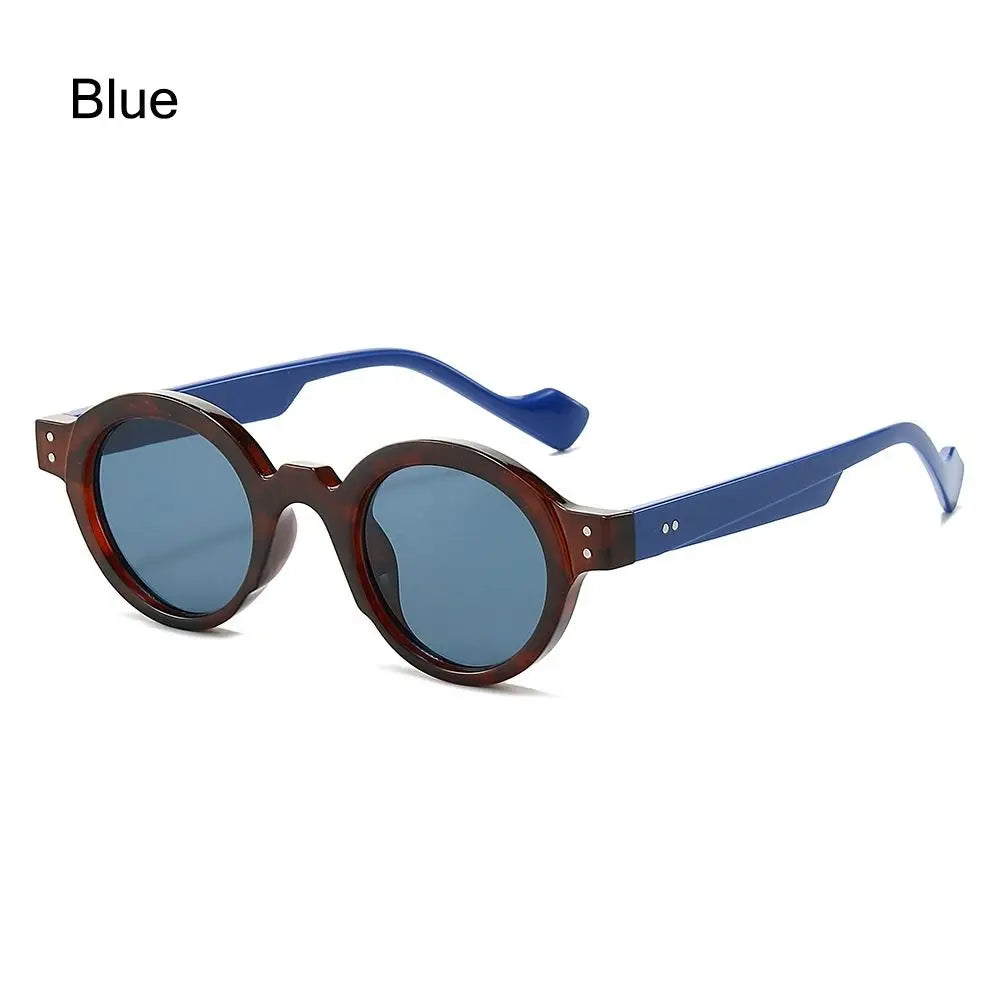 Round Sunglasses Men Punk Double Color Shades UV400 Retro Rivets Decoration Women Trending Sun Glasses Clear Lens Frame