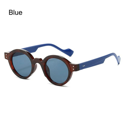 Round Sunglasses Men Punk Double Color Shades UV400 Retro Rivets Decoration Women Trending Sun Glasses Clear Lens Frame