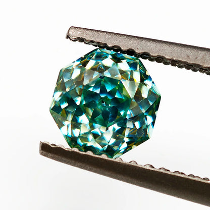 Never Fade Peacock Blu/Green Octagon Rose Cut Moissanite Diamond Loose Gemstones with GRA Certificate for DIY Jewerly Making