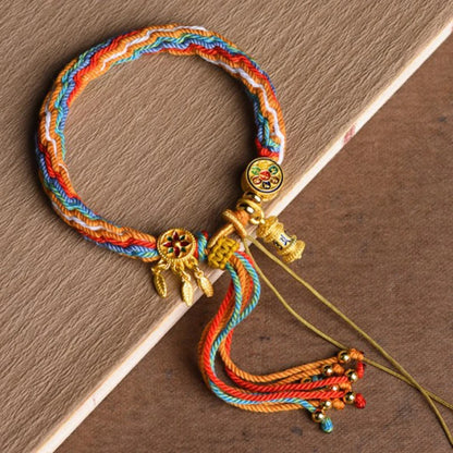 Hand-woven Tibetan Style Bracelet Zakiram Bracelet Green Tara Five Master Thangka Bracelet Tibetan Bracelet For Women Men