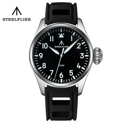 Military Watch Quartz Steel Strap Onion Crown Waterproof Sapphire Crystal Watch