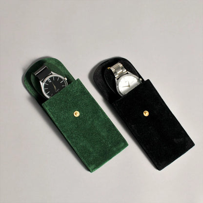 Single Watch Storage Pouch Soft Velvet Travel Case Protective Cushion