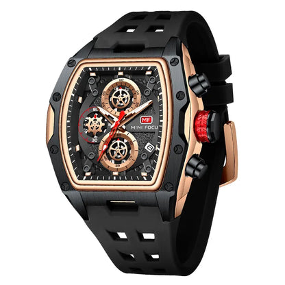 Gold & Blue Quartz Watch Chronograph Wristwatch Luminous Hands