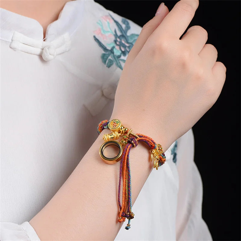 Hand-woven Tibetan Style Bracelet Zakiram Bracelet Green Tara Five Master Thangka Bracelet Tibetan Bracelet For Women Men