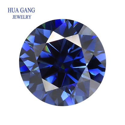 Royal Blue Color Loose Moissanite Stone Sapphire Gemstone 0.5~3ct Round Beads VVS1 Excellent Cut Test Positive Diamonds