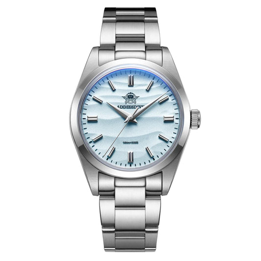 Crystal Blue Watch Sand Dial 36mm Quartz Watch 100M Waterproof 316L Stainless Steel